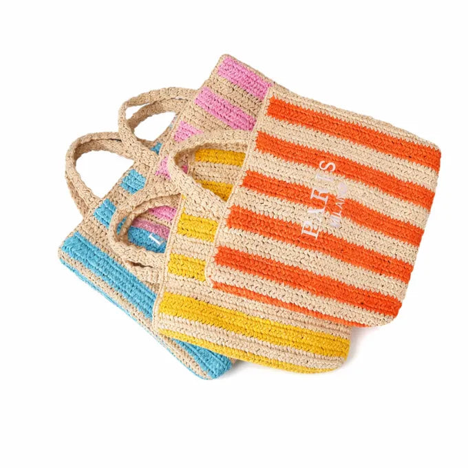 Bolsa de Playa de paja a rayas